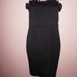 Strapless floral trimmed dress